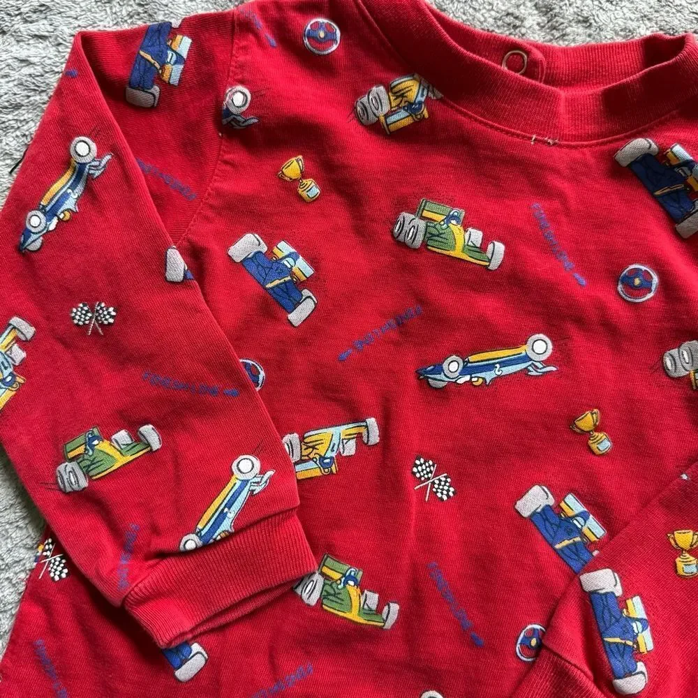 18 Months Okie Dokie Race Car Print Long Sleeve Onesie Bodysuit